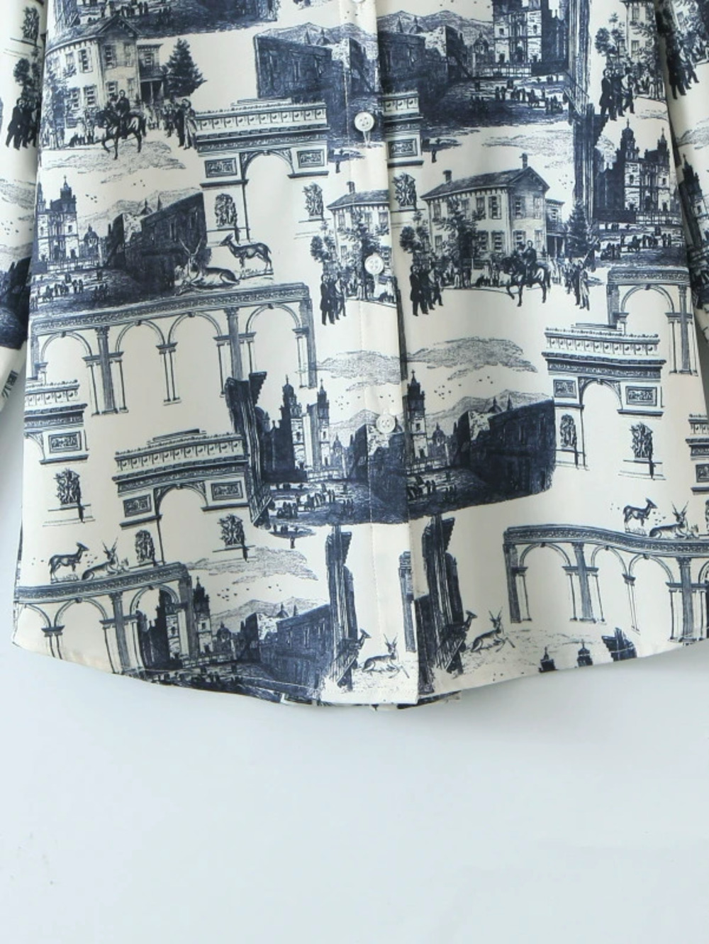 Spring Loose Fit Long Sleeve Printed Pattern Shirt
